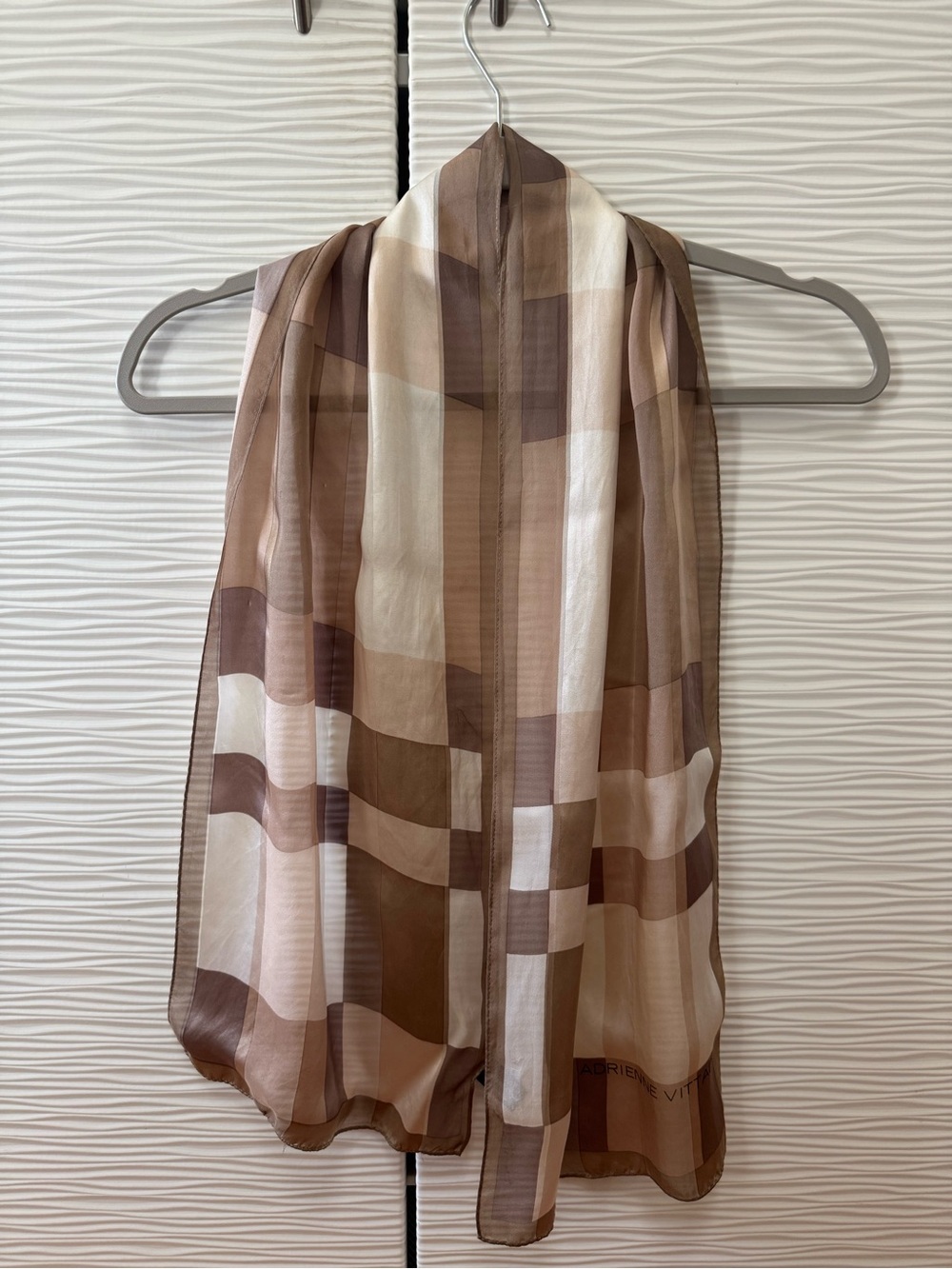Adrienne Vittadini beige plaid scarf